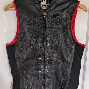 Women's Black Leather Vest